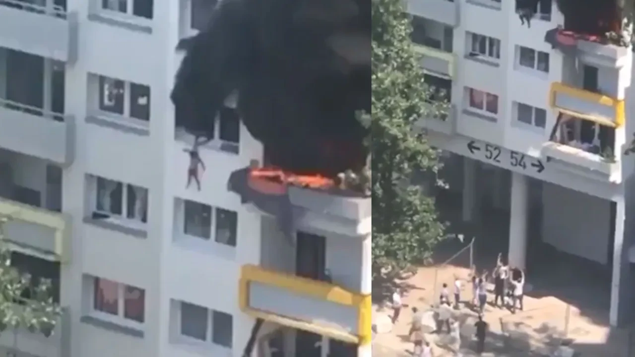 İki kardeş yangından kurtulmak için 9 metre yükseklikten atladı