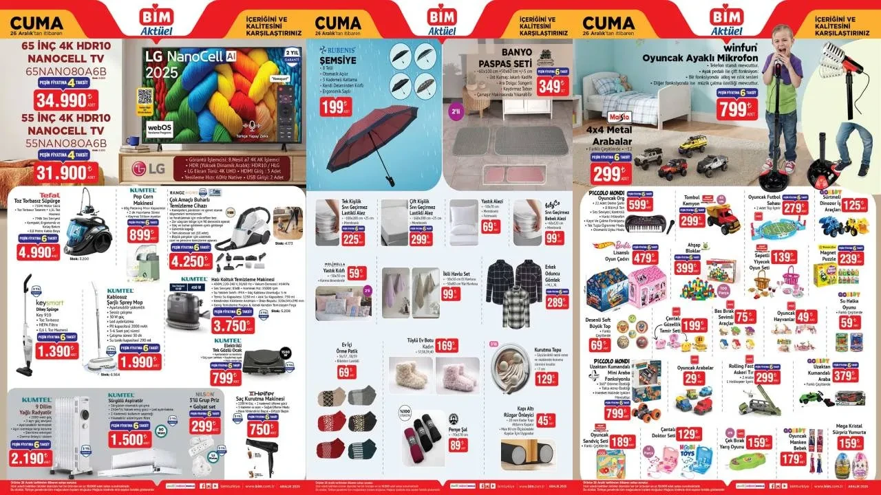 BİM 26 Aralık aktüel ürünler kataloğu 2025 belli oldu: Dikiş, overlok ve pop corn makinesi, elektrikli ocak ve süpürge geliyor