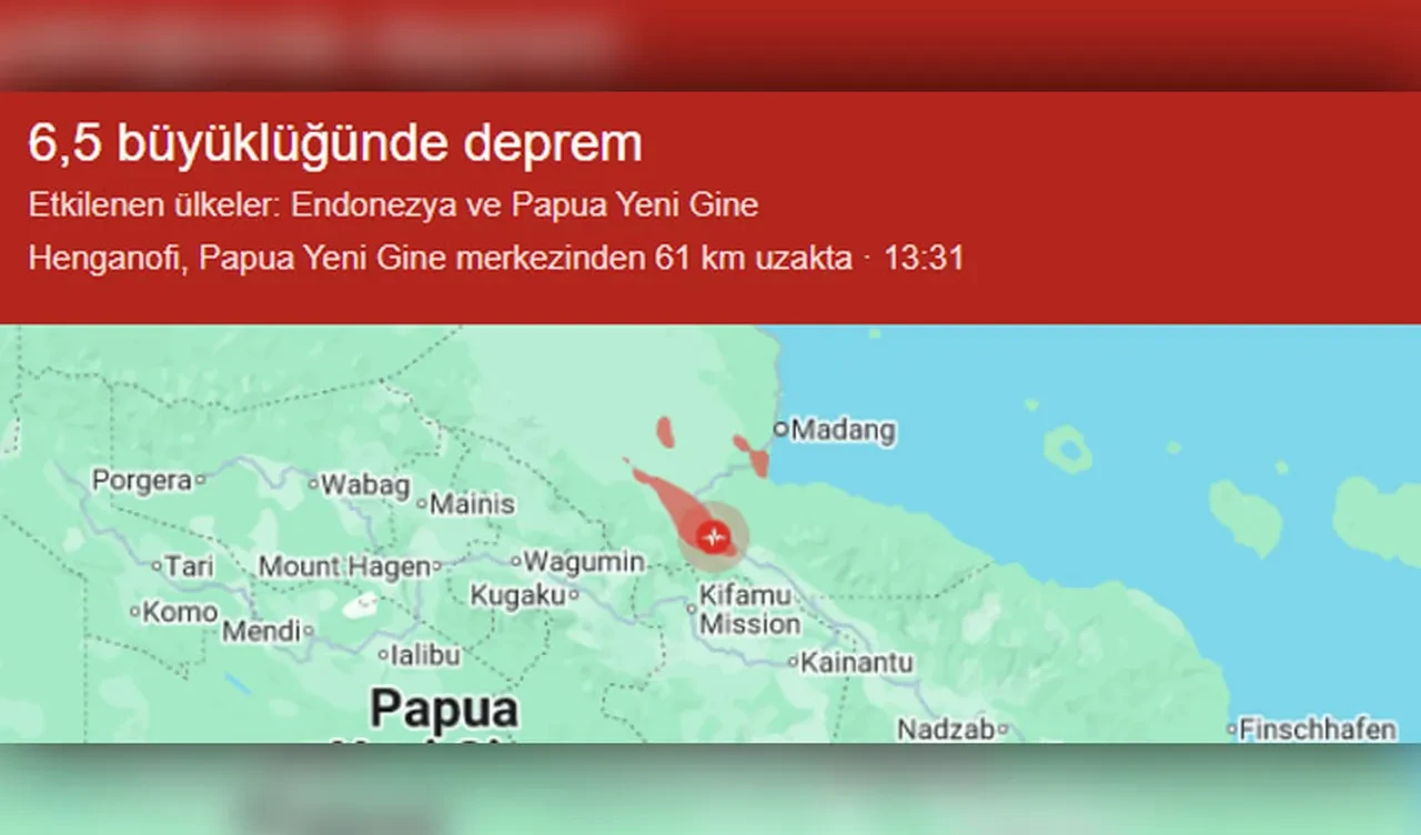Dünya beşik gibi sallanmaya devam ediyor: Papua Yeni Gine'de 6,5 büyüklüğünde deprem
