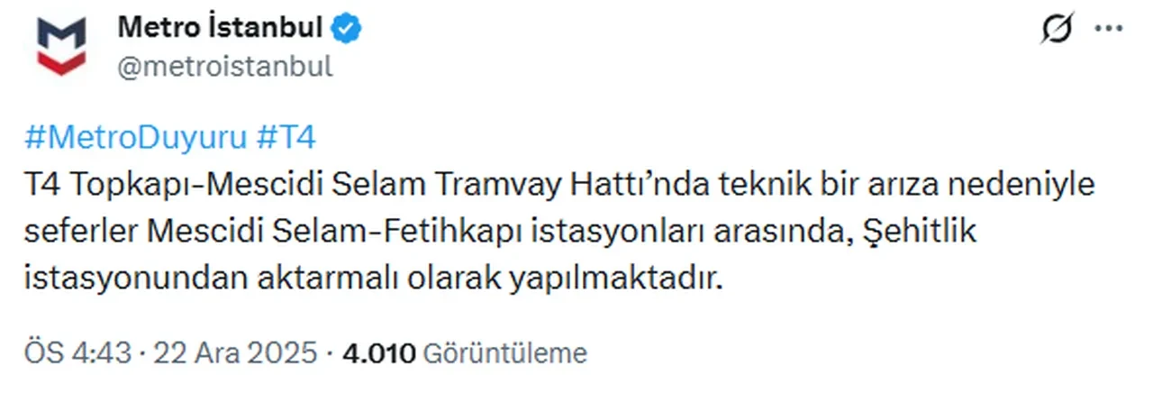 Topkapı'da tramvay raydan çıktı!