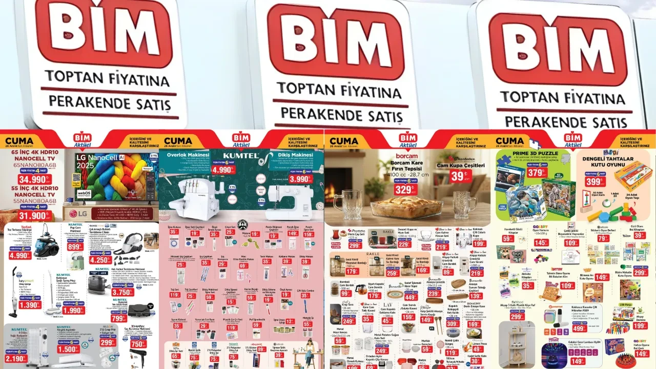 BİM Aktüel 26 Aralık ürün kataloğu! 2025 yılında BİM'e gelecek son aktüel ürünler arasında dikiş makinesi, elektrikli süpürge ve 4K televizyon yer aldı