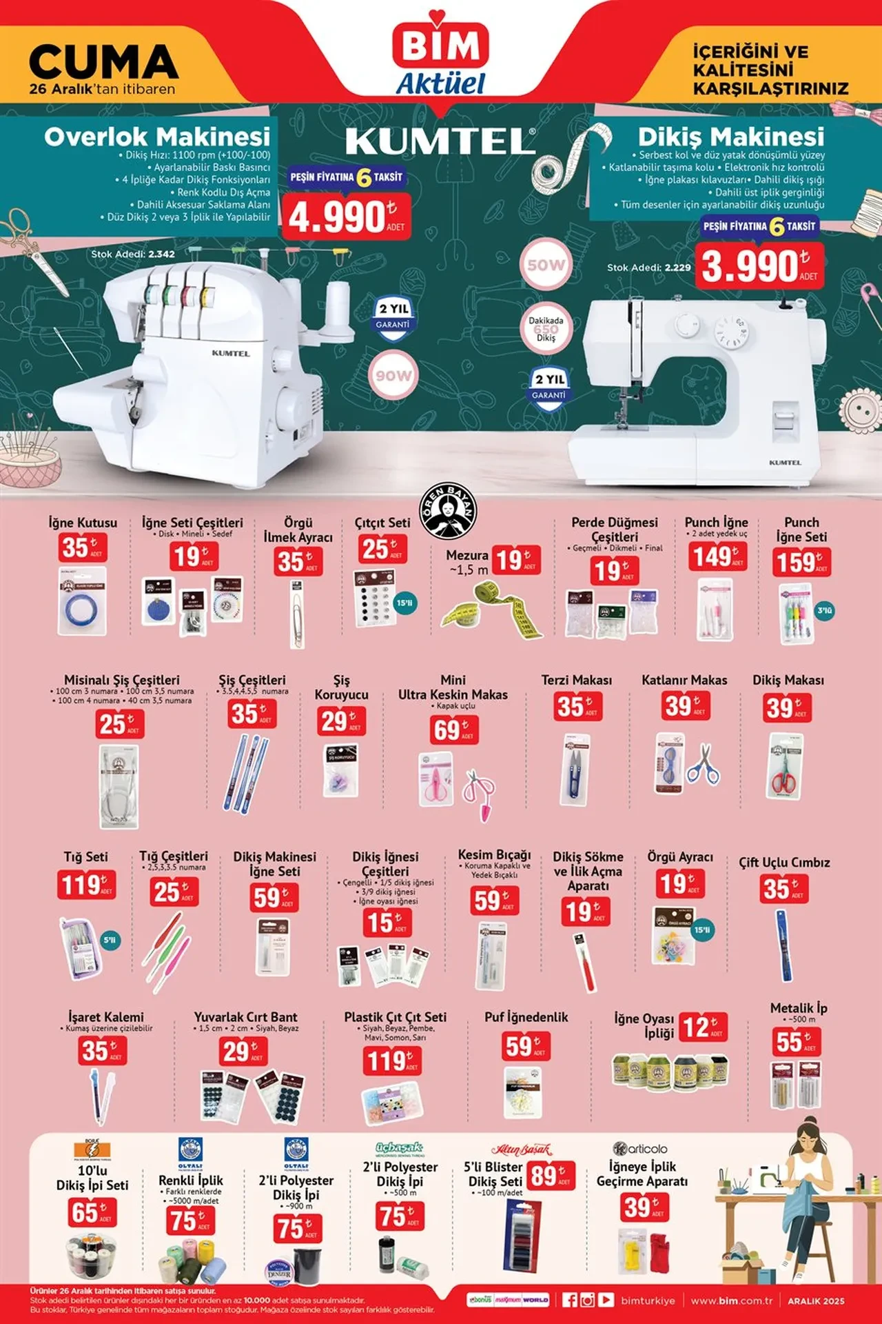 BİM Aktüel 26 Aralık ürün kataloğu! 2025 yılında BİM'e gelecek son aktüel ürünler arasında dikiş makinesi, elektrikli süpürge ve 4K televizyon yer aldı