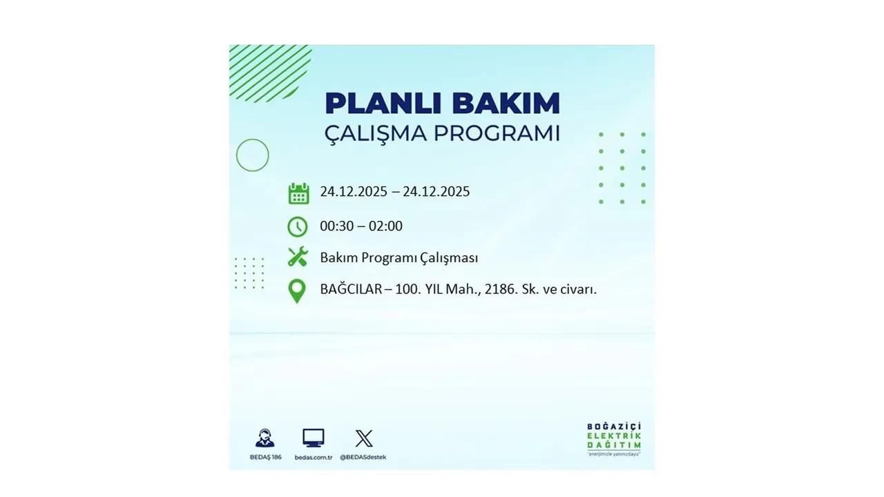 BEDAŞ’tan 21 ilçeye uyarı! Saatlerce elektrik gelmeyecek: İşte 24 Aralık İstanbul elektrik kesintisi rehberi