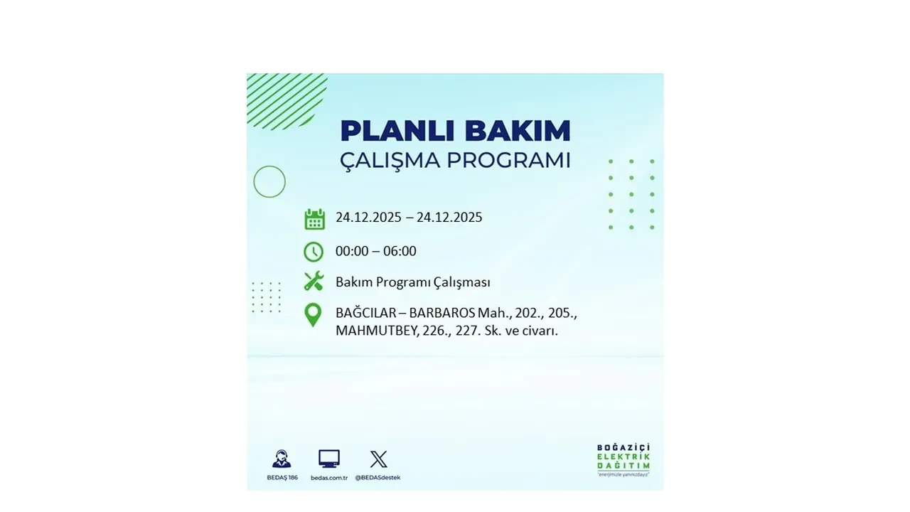 BEDAŞ’tan 21 ilçeye uyarı! Saatlerce elektrik gelmeyecek: İşte 24 Aralık İstanbul elektrik kesintisi rehberi