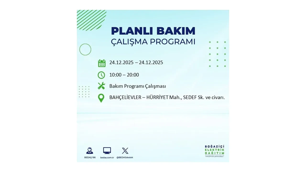 BEDAŞ’tan 21 ilçeye uyarı! Saatlerce elektrik gelmeyecek: İşte 24 Aralık İstanbul elektrik kesintisi rehberi