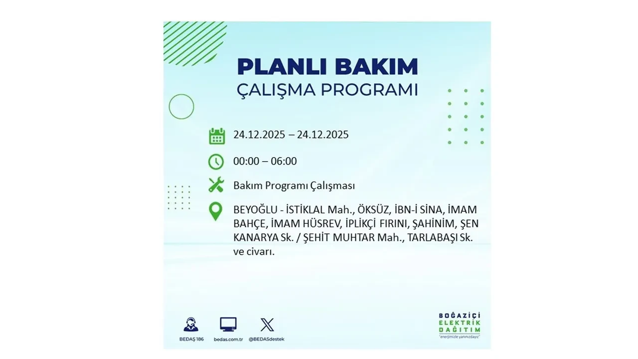 BEDAŞ’tan 21 ilçeye uyarı! Saatlerce elektrik gelmeyecek: İşte 24 Aralık İstanbul elektrik kesintisi rehberi