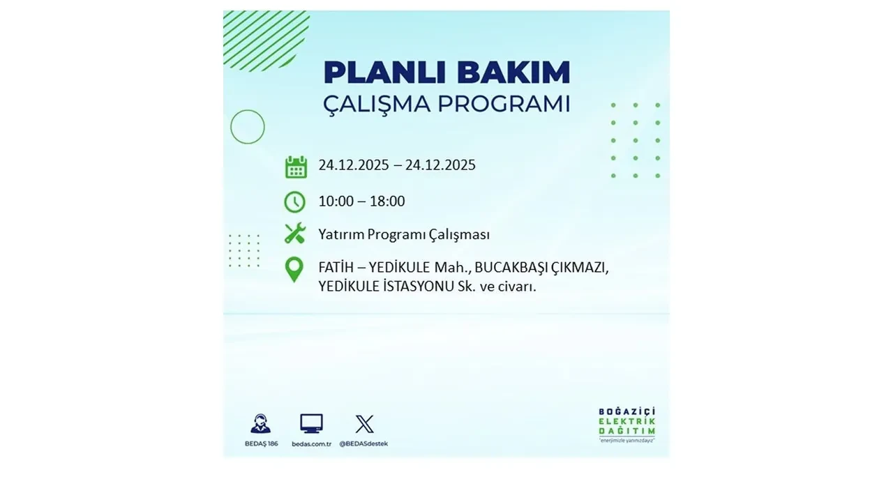 BEDAŞ’tan 21 ilçeye uyarı! Saatlerce elektrik gelmeyecek: İşte 24 Aralık İstanbul elektrik kesintisi rehberi