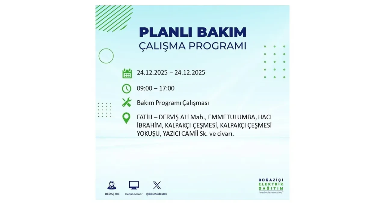BEDAŞ’tan 21 ilçeye uyarı! Saatlerce elektrik gelmeyecek: İşte 24 Aralık İstanbul elektrik kesintisi rehberi