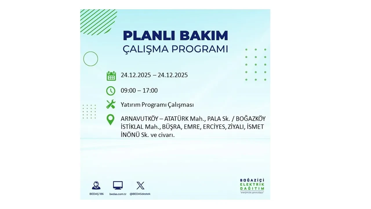 BEDAŞ’tan 21 ilçeye uyarı! Saatlerce elektrik gelmeyecek: İşte 24 Aralık İstanbul elektrik kesintisi rehberi