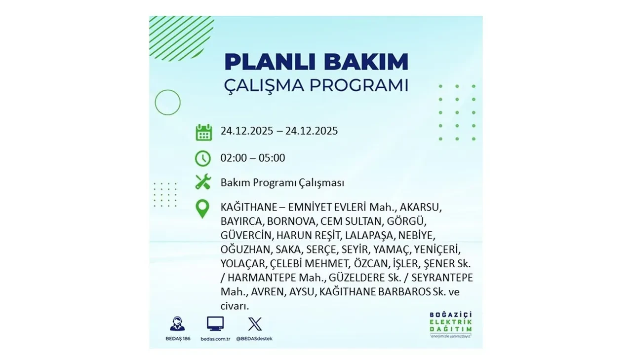 BEDAŞ’tan 21 ilçeye uyarı! Saatlerce elektrik gelmeyecek: İşte 24 Aralık İstanbul elektrik kesintisi rehberi