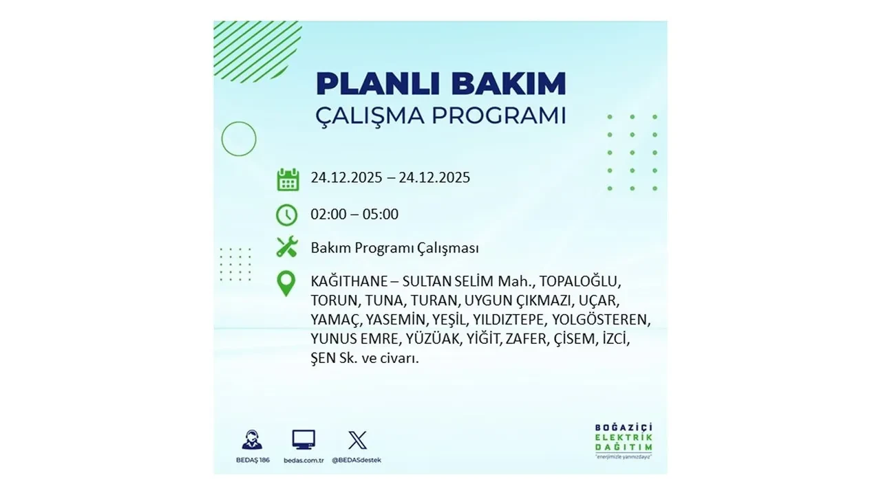 BEDAŞ’tan 21 ilçeye uyarı! Saatlerce elektrik gelmeyecek: İşte 24 Aralık İstanbul elektrik kesintisi rehberi