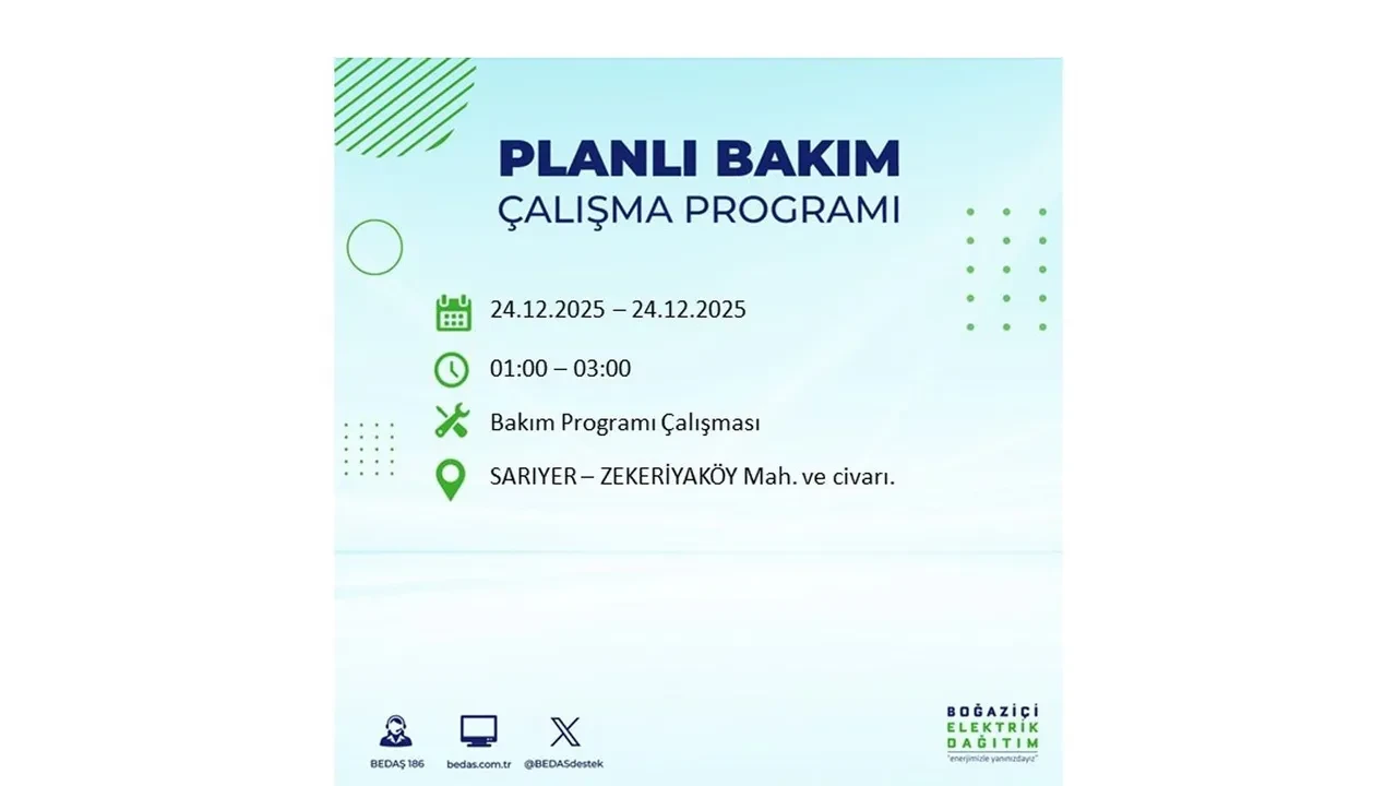 BEDAŞ’tan 21 ilçeye uyarı! Saatlerce elektrik gelmeyecek: İşte 24 Aralık İstanbul elektrik kesintisi rehberi
