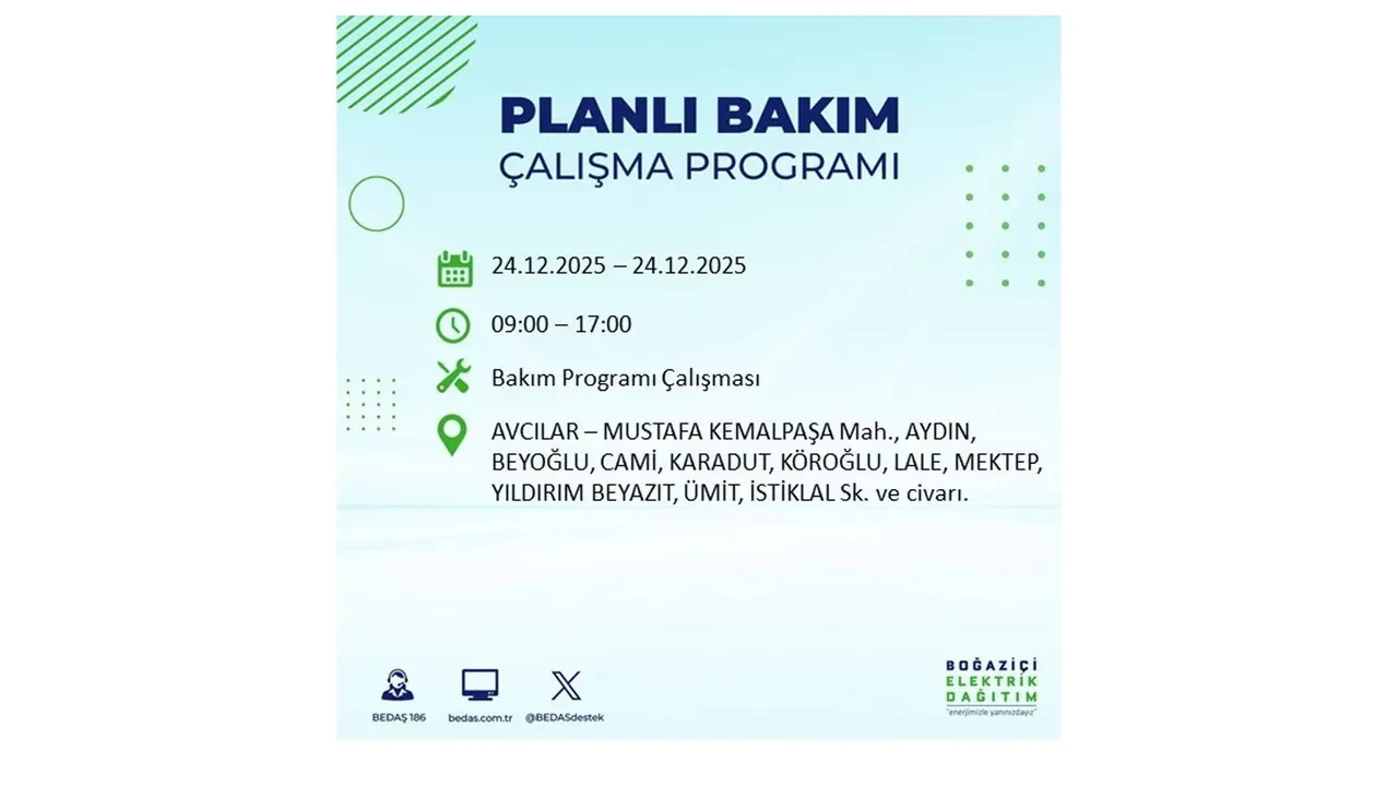 BEDAŞ’tan 21 ilçeye uyarı! Saatlerce elektrik gelmeyecek: İşte 24 Aralık İstanbul elektrik kesintisi rehberi