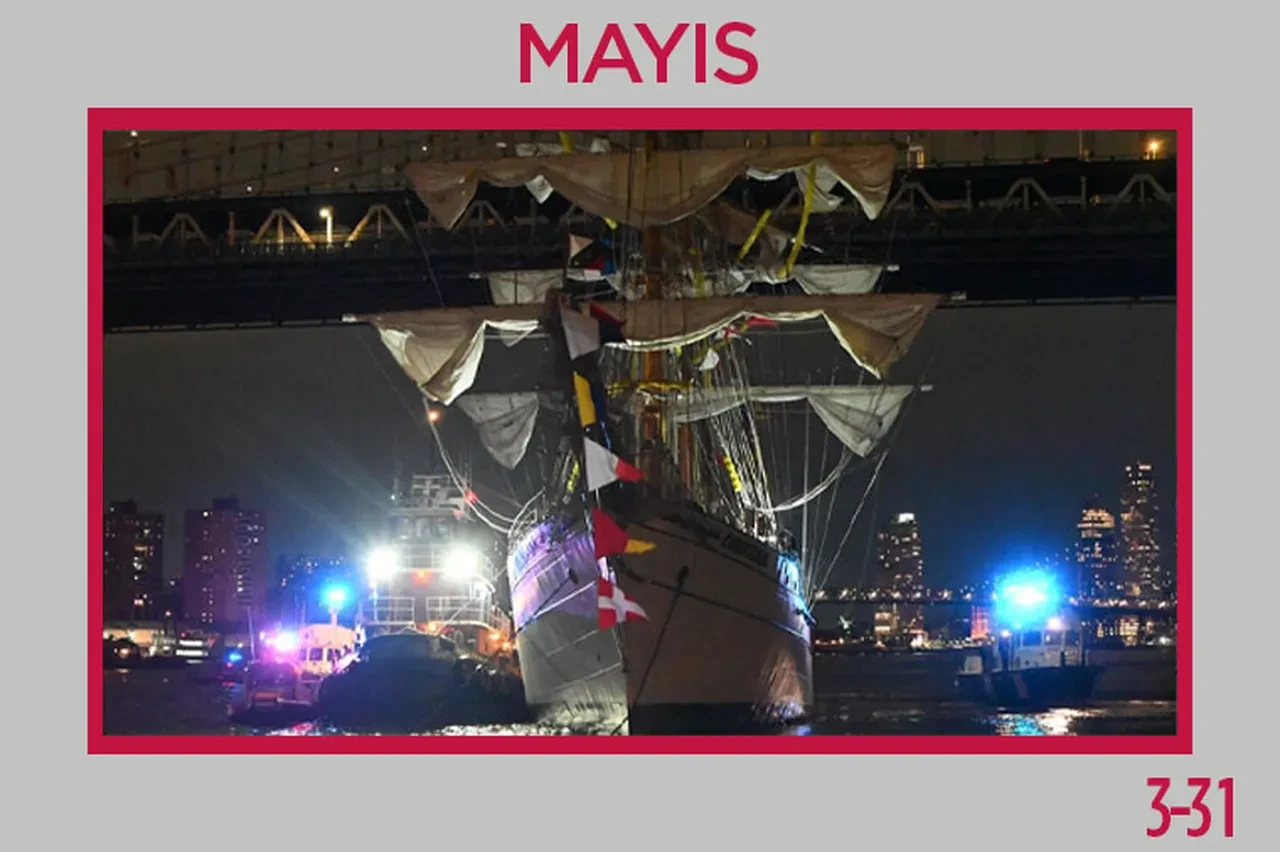 Meksika donanmasına ait gemi Brooklyn köprüsüne çarptı