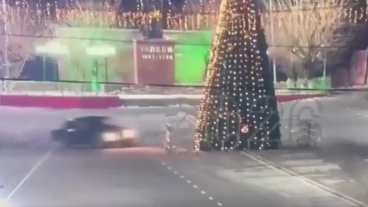 Kaza geliyorum dedi! 12 metrelik yılbaşı ağacını böyle devirdi