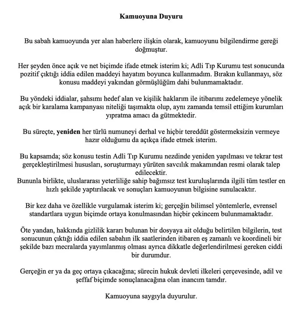 Sadettin Saran'ın uyuşturucu test sonucu belli oldu! İlk açıklama geldi: 'O maddeyi hiç kullanmadım'