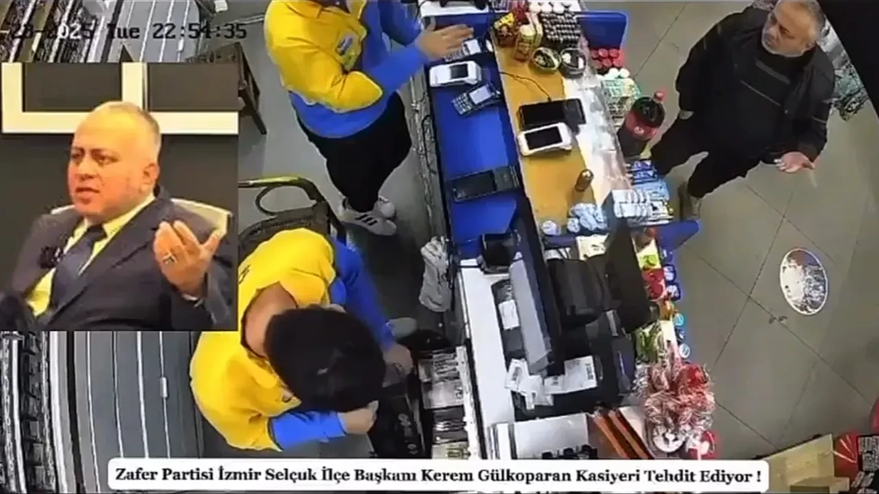 Siyasi parti ilçe başkanından kasiyere tehdit anı kamerada!