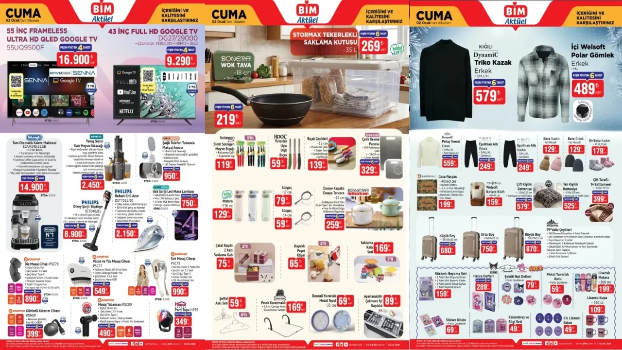 BİM 2 Ocak Aktüel Ürünler Kataloğu 2026 yayımlandı | Ütü, şarjlı süpürge, kazak, meyve sıkacağı ve masa lambası geliyor