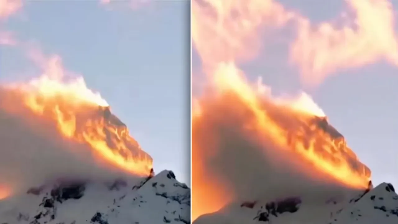 Yanıyormuş gibi gözüken dağın gizemi çözüldü: Alpenglow doğa olayı