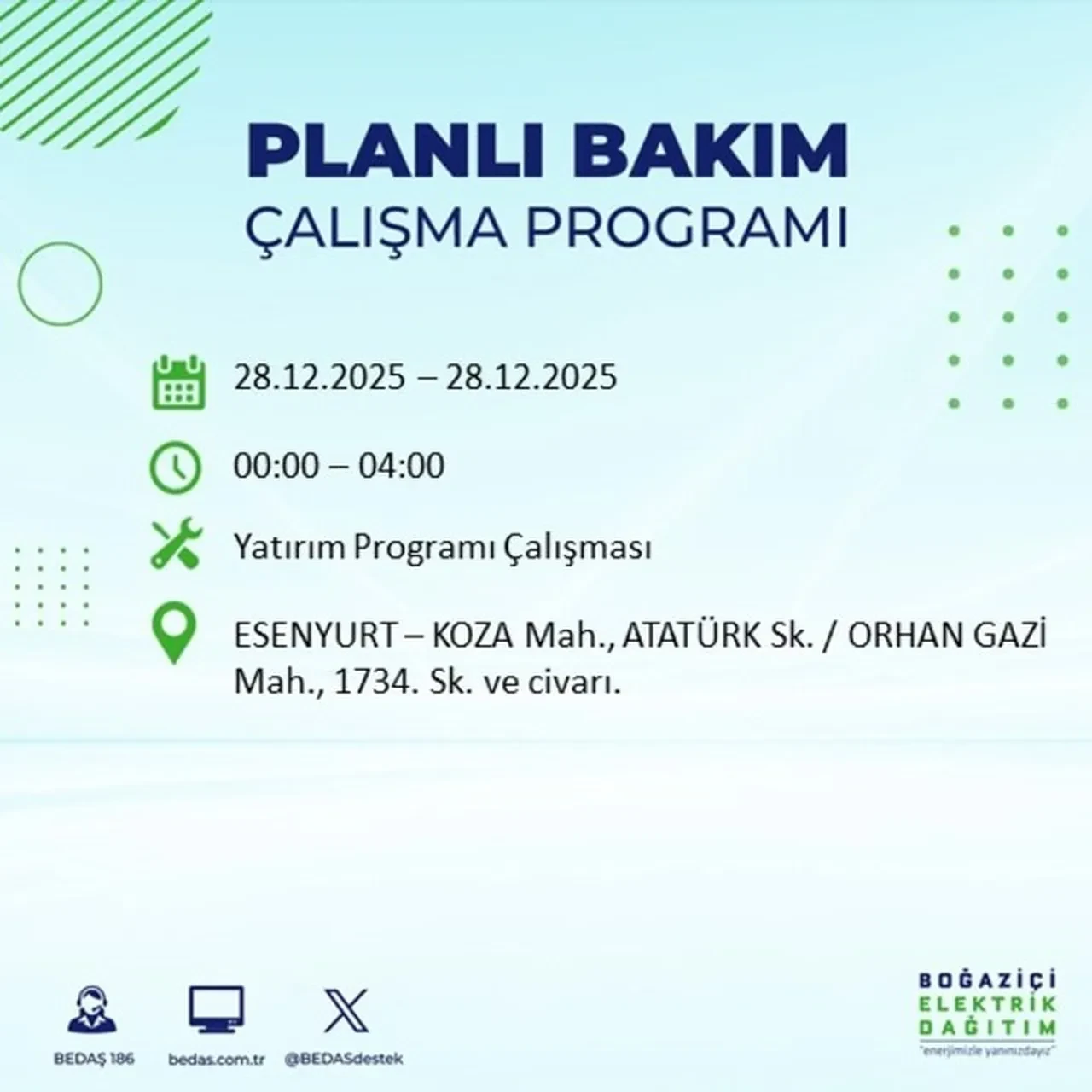 28 Aralık İstanbul elektrik kesintisi açıklaması! 11 ilçede planlı elektrik kesintisi uygulanacak: İşte mahalle mahalle kesinti saatleri