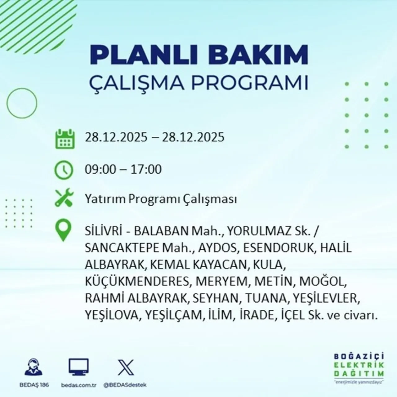 28 Aralık İstanbul elektrik kesintisi açıklaması! 11 ilçede planlı elektrik kesintisi uygulanacak: İşte mahalle mahalle kesinti saatleri