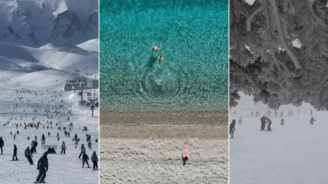 Aralık ayında güneyde denize girdiler kuzeyde kayak yaptılar!