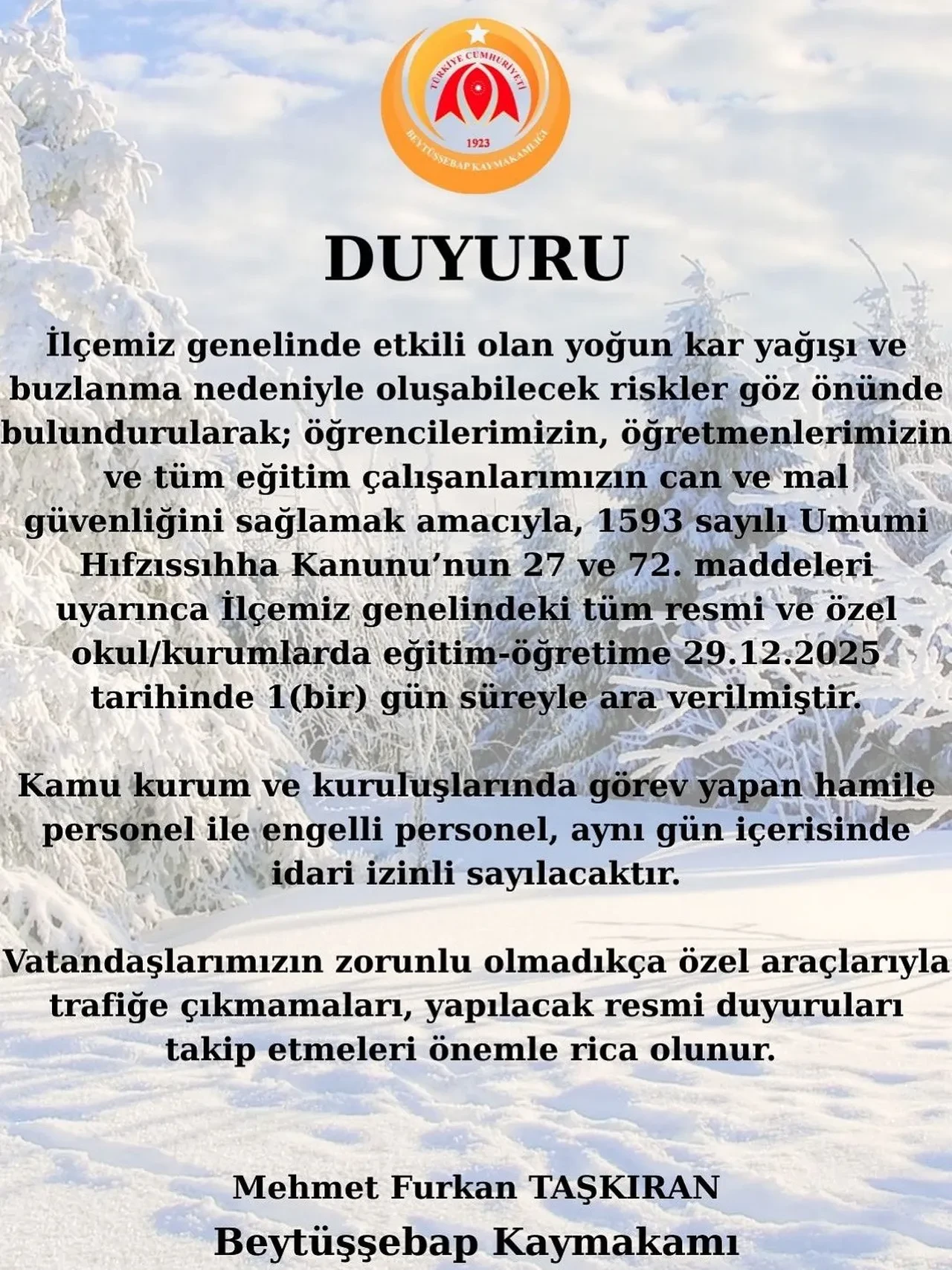Yarın okullar tatil mi? 29 Aralık Pazartesi hangi illerde okullar tatil edildi? Son dakika il il valilik açıklamaları