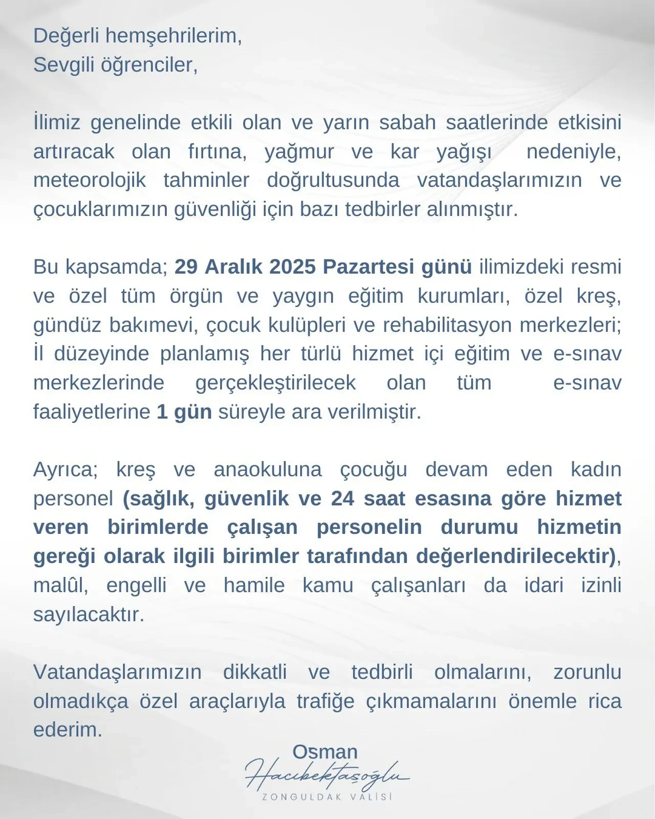 Yarın okullar tatil mi? 29 Aralık Pazartesi hangi illerde okullar tatil edildi? Son dakika il il valilik açıklamaları