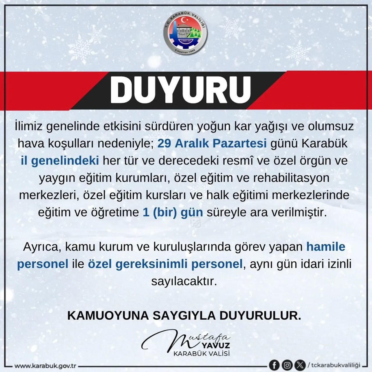 Yarın okullar tatil mi? 29 Aralık Pazartesi hangi illerde okullar tatil edildi? Son dakika il il valilik açıklamaları