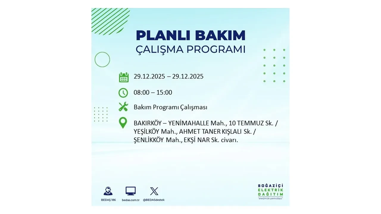29 Aralık İstanbul elektrik kesintileri listesi! Pazartesi günü 21 ilçede planlı kesinti uygulanacak: İstanbul’da elektrikler saat kaçta gelecek?