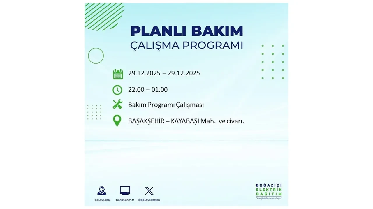 29 Aralık İstanbul elektrik kesintileri listesi! Pazartesi günü 21 ilçede planlı kesinti uygulanacak: İstanbul’da elektrikler saat kaçta gelecek?