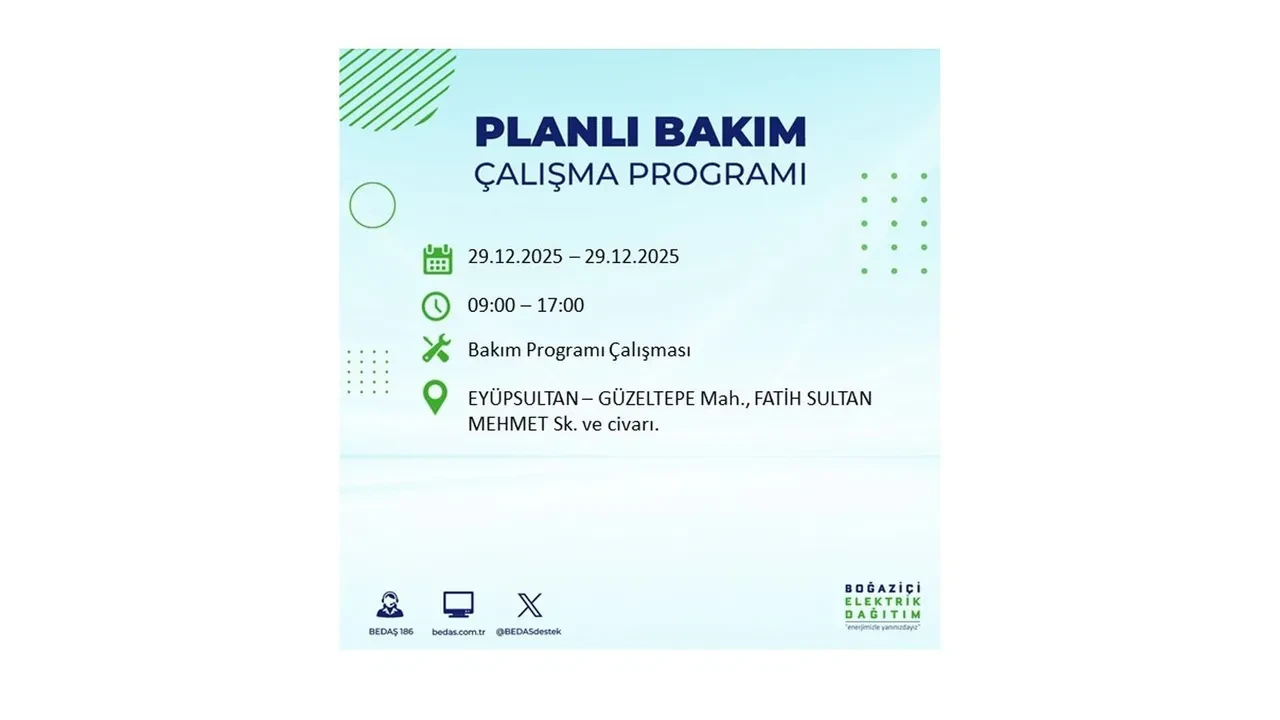 29 Aralık İstanbul elektrik kesintileri listesi! Pazartesi günü 21 ilçede planlı kesinti uygulanacak: İstanbul’da elektrikler saat kaçta gelecek?
