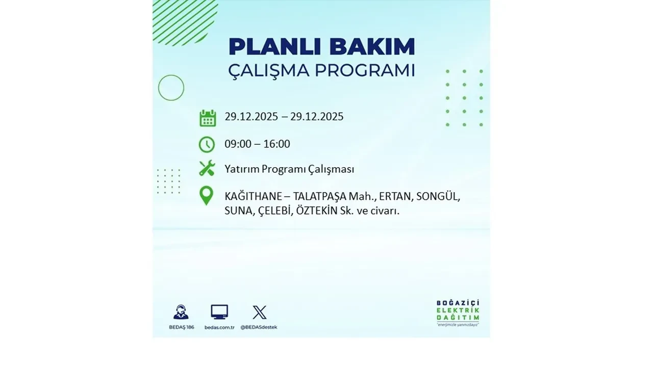 29 Aralık İstanbul elektrik kesintileri listesi! Pazartesi günü 21 ilçede planlı kesinti uygulanacak: İstanbul’da elektrikler saat kaçta gelecek?