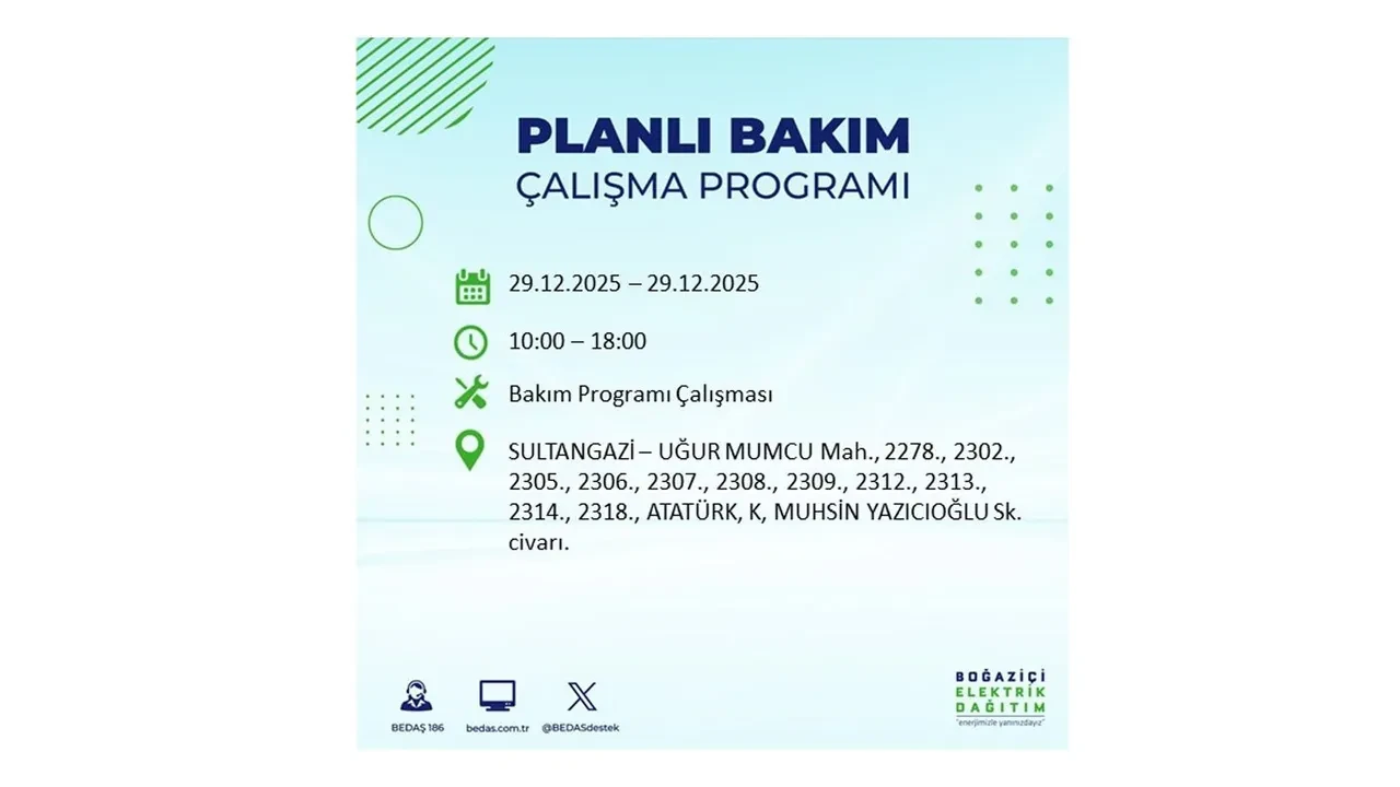 29 Aralık İstanbul elektrik kesintileri listesi! Pazartesi günü 21 ilçede planlı kesinti uygulanacak: İstanbul’da elektrikler saat kaçta gelecek?
