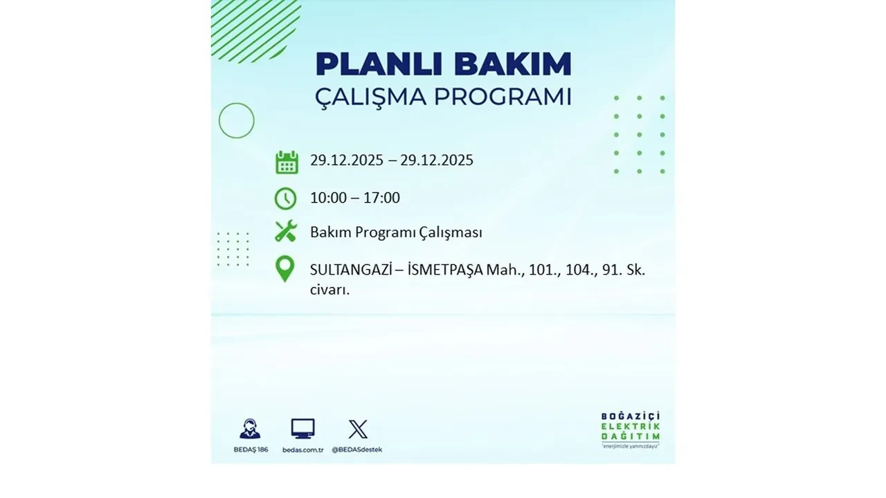 29 Aralık İstanbul elektrik kesintileri listesi! Pazartesi günü 21 ilçede planlı kesinti uygulanacak: İstanbul’da elektrikler saat kaçta gelecek?