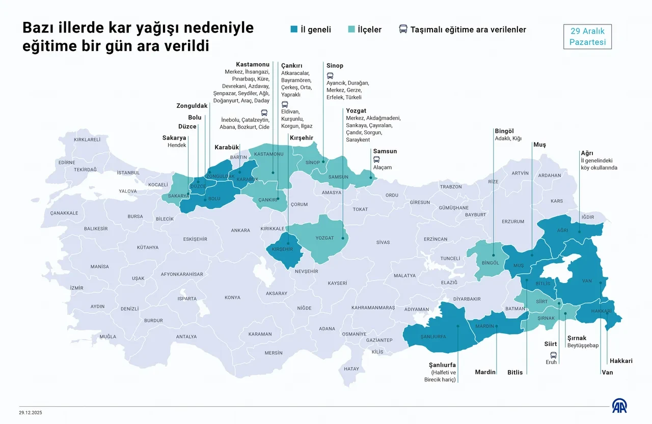 Eğitime kar molası! İşte okulların tatil edildiği illerimiz