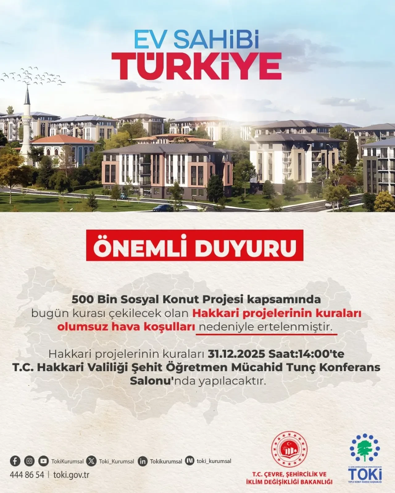 TOKİ kura sonuçları! Hakkari ve Şırnak TOKİ kura sonuçları isim listesi nereden bakılır?