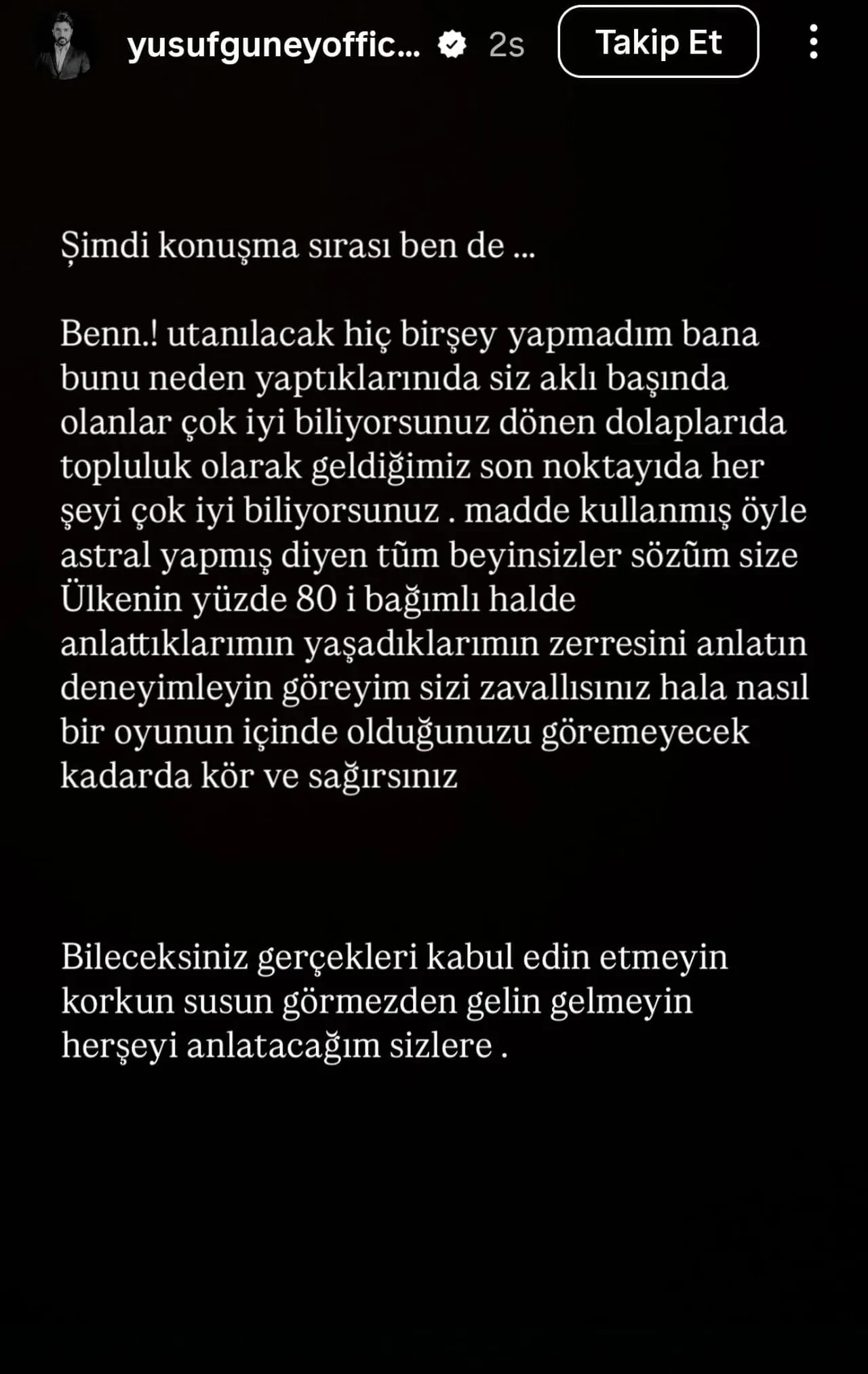 Testi pozitif çıkan Yusuf Güney'den açıklama var: Bana bunu neden yaptıklarını çok iyi biliyorsunuz