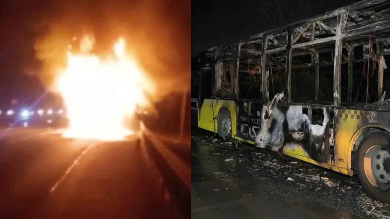 Faciadan dönüldü! İETT otobüsü alev topuna döndü! 