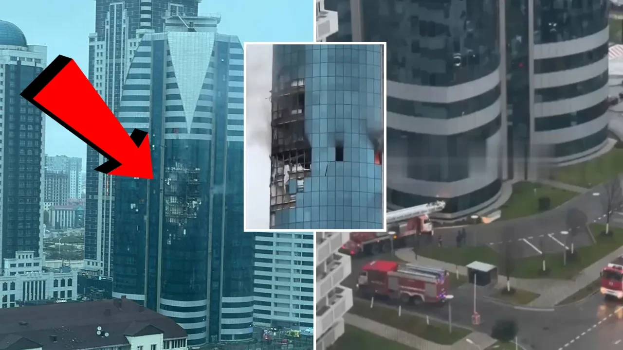 Rusya-Ukrayna savaşından Çeçenistan'da nasibini aldı! Gökdelene İHA'lı saldırı