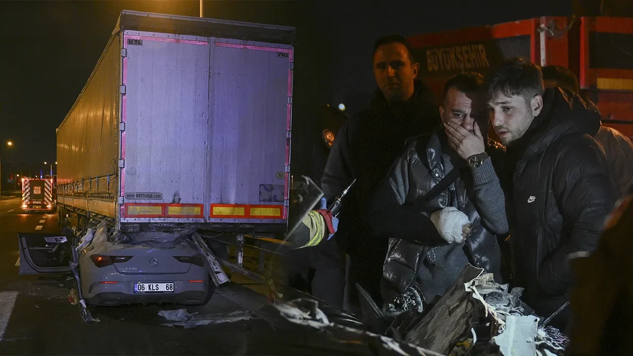 Ankara'da feci kaza! Otomobil tırın dorsesine preslendi: Görüntüler kahretti 