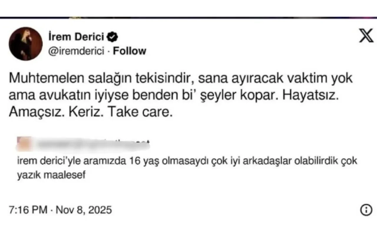 Takipçisine küfür eden İrem Derici, "Avukatı Para İstedi" derken polemik yeniden alevlendi
