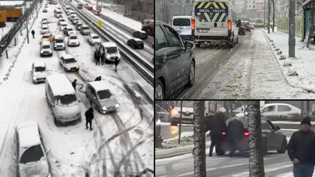 Istanbul'da kar yagisi basladi, trafik felç oldu! Yollar kapandi, araçlar mahsur kaldi