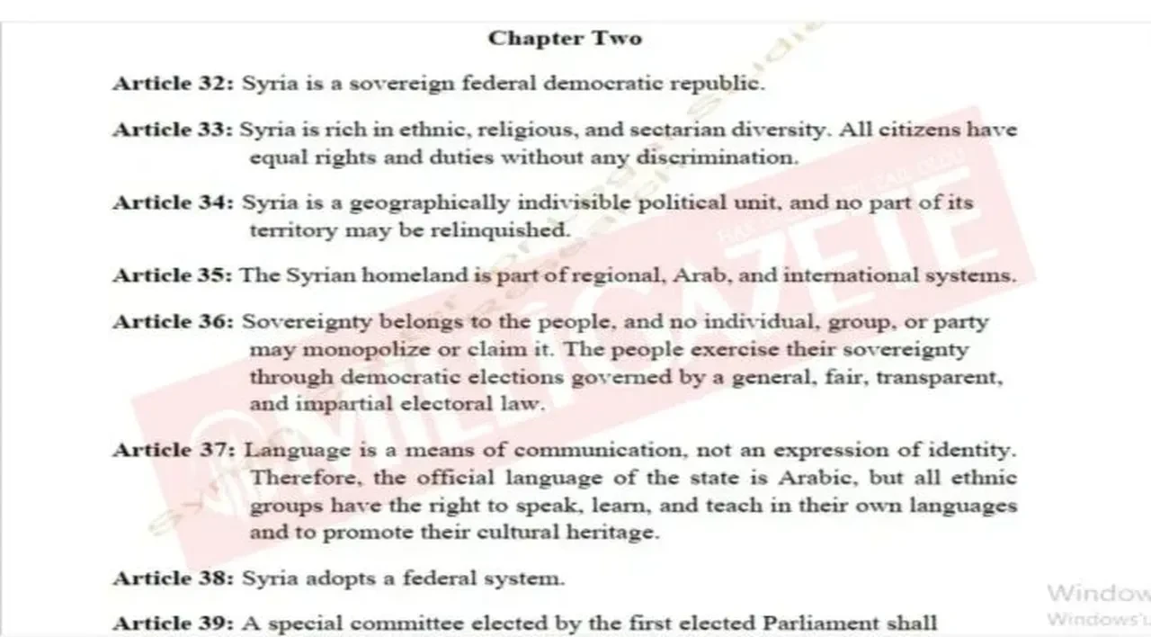 Suriye'nin yeni anayasa metni ortaya çıktı! Ülke 6 federasyona bölünüyor