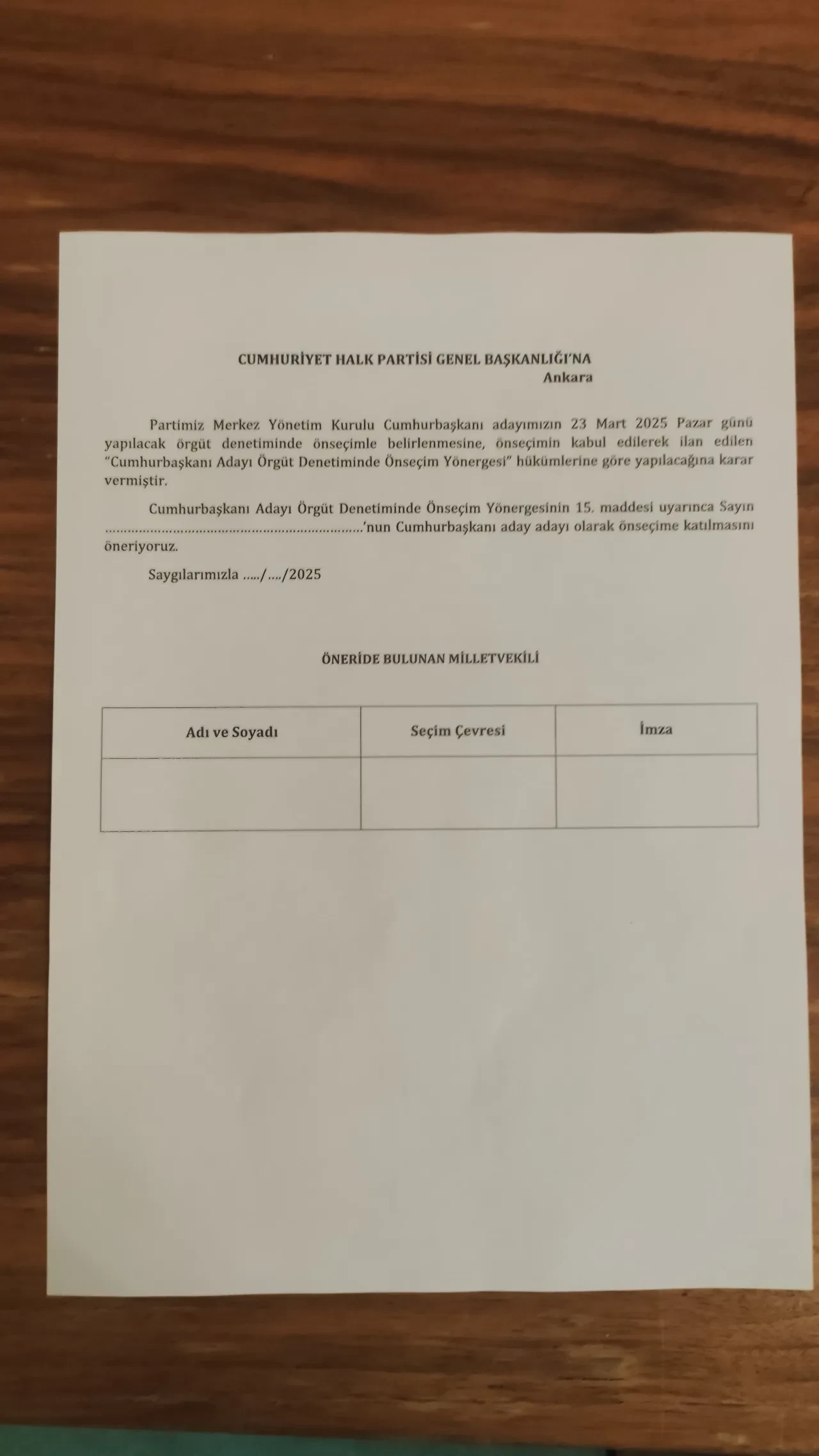 CHP'de Cumhurbaşkanlığı adaylığı süreci devam ediyor! Dilekçedeki 'nun' detayı oldukça çekti