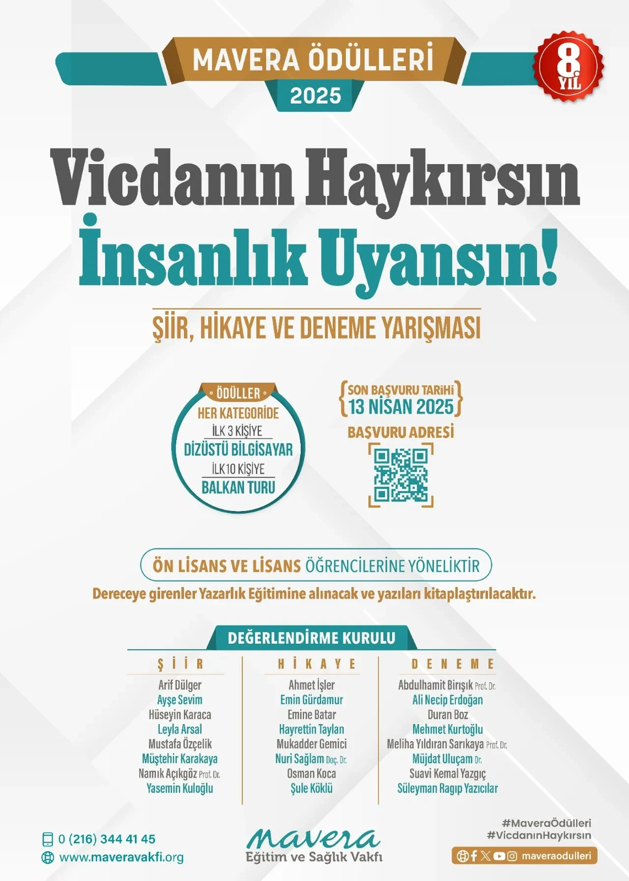 Mavera Ödülleri 2025: "Vicdanın Haykırsın, İnsanlık Uyansın!" Konulu Şiir, Hikaye ve Deneme Yarışması’na Başvurular Başladı!