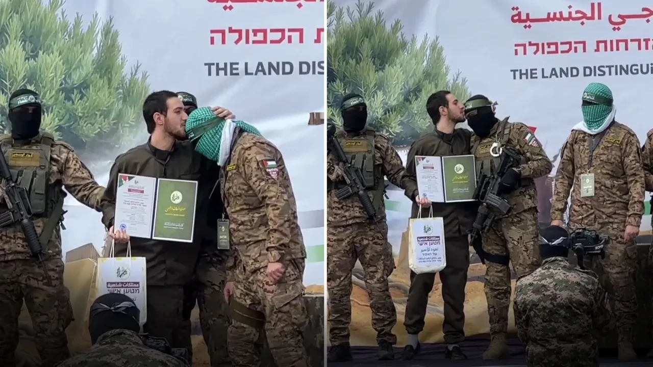 Rehine takasına damga vurdu! İsrailli rehine Hamas askerlerini alınlarından öptü