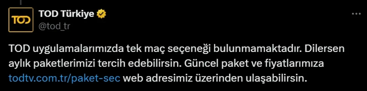 Galatasaray Fenerbahçe tek maç satın alma var mı? TOD TV açıkladı