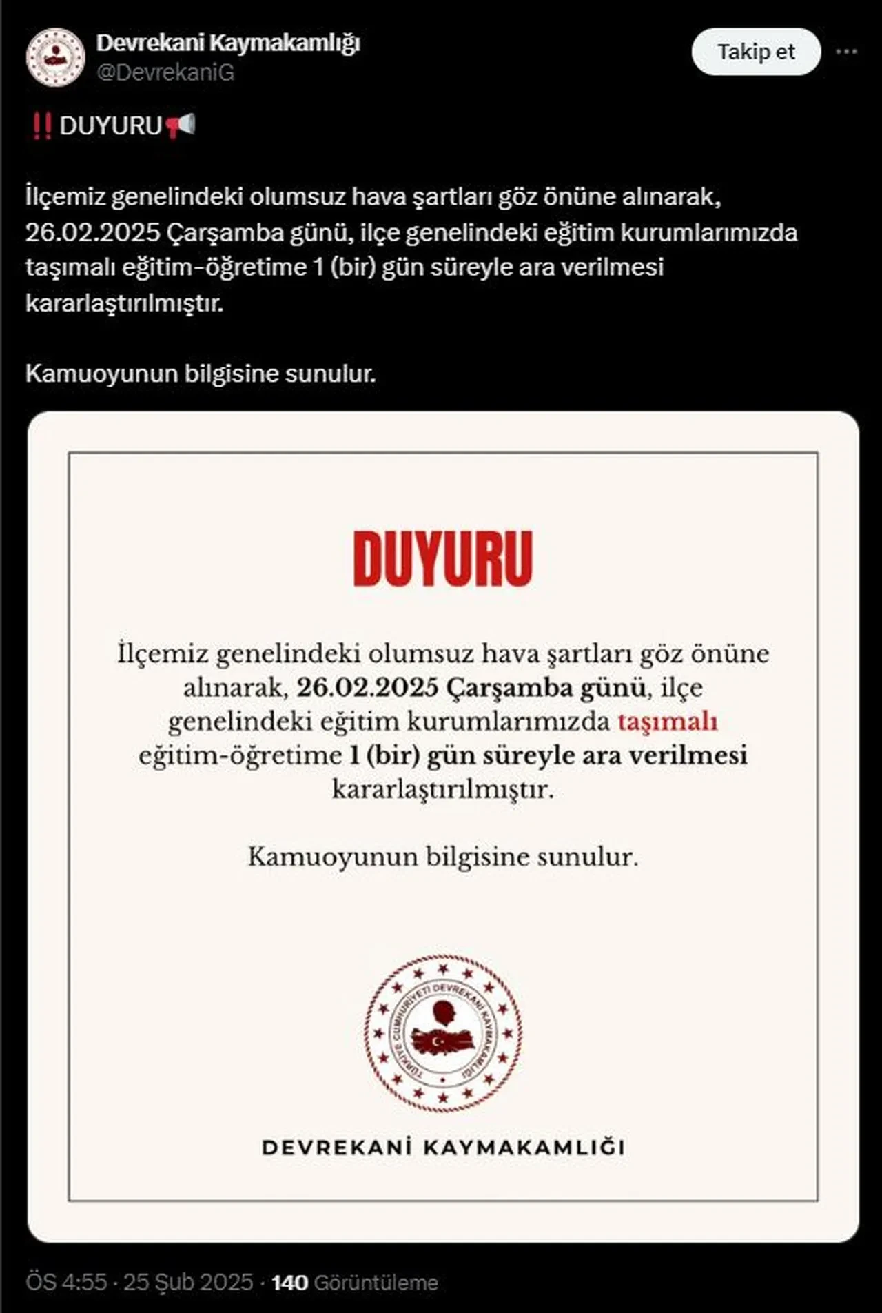 Kastamonu'da yarın okullar tatil mi? 26 Şubat hangi ilçelerde kar tatili olduğu gündem oldu