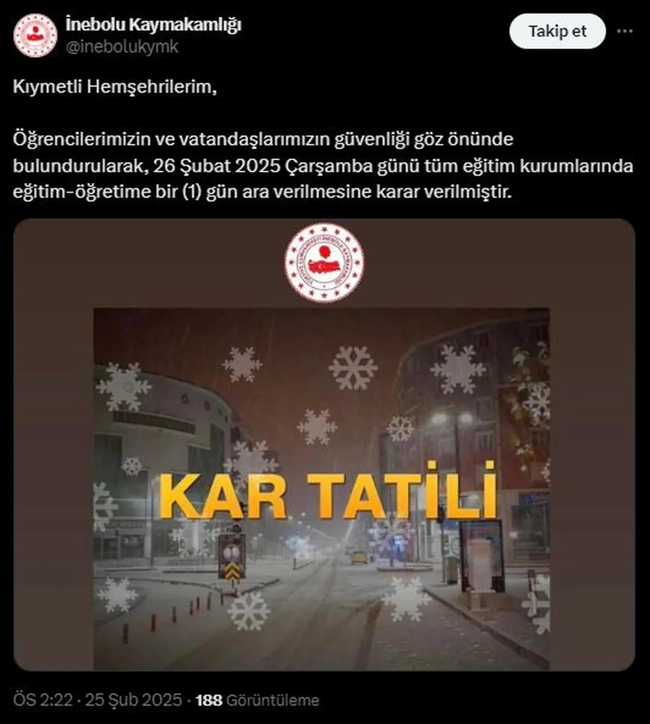 Kastamonu'da yarın okullar tatil mi? 26 Şubat hangi ilçelerde kar tatili olduğu gündem oldu